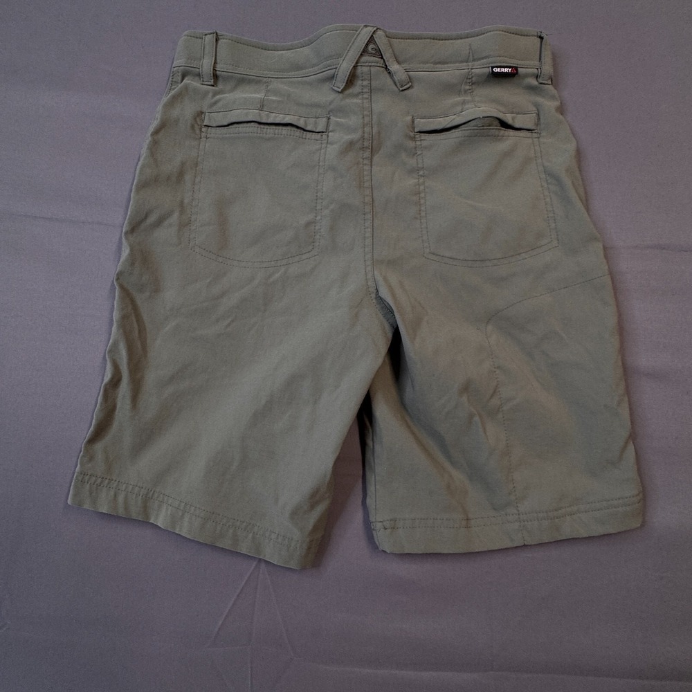 Gerry Mens 32 Olive Green Stretch Hiking Shorts Integrated Belt Nylon Spandex - Picture 15 of 16